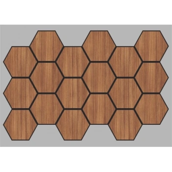 Teak Jr. Hexagon AltıGen Akustik Duvar Paneli