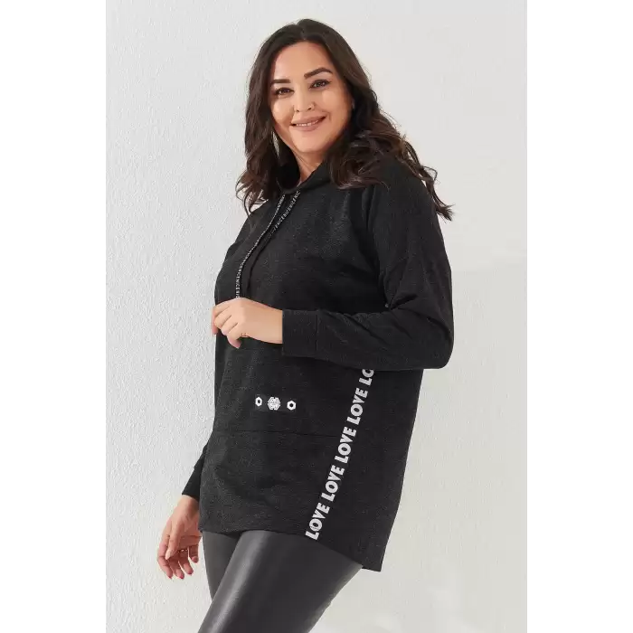 Kapüşonlu Büyük Beden Sweatshirt