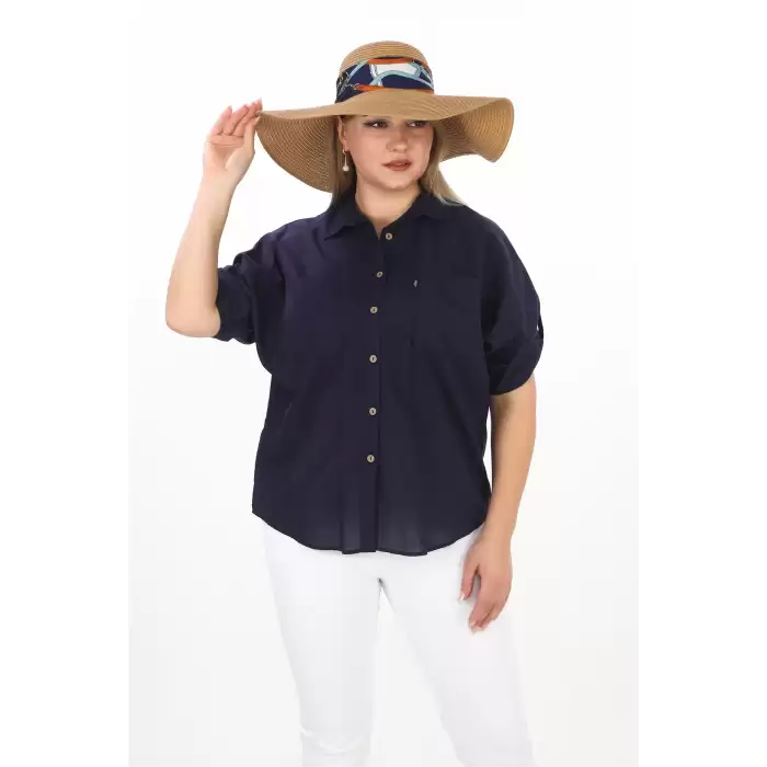 %100 Cotton Yazlık Organik Büyük Beden Kadın Gömlek