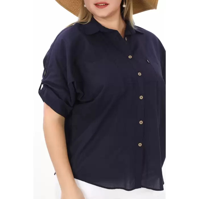 %100 Cotton Yazlık Organik Büyük Beden Kadın Gömlek