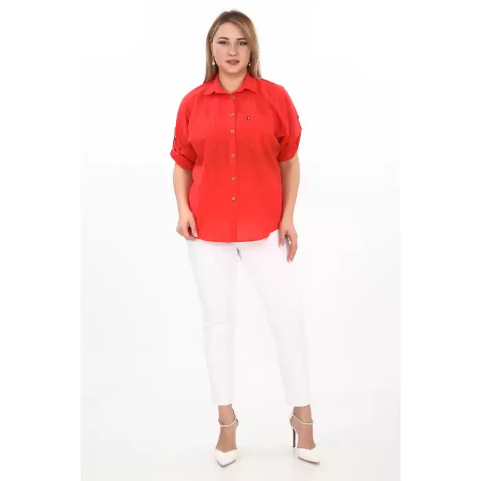 %100 Cotton Yazlık Organik Büyük Beden Kadın Gömlek