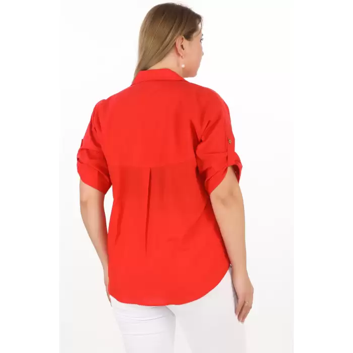 %100 Cotton Yazlık Organik Büyük Beden Kadın Gömlek