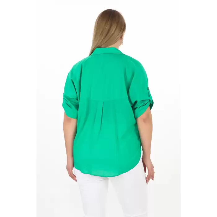 %100 Cotton Yazlık Organik Büyük Beden Kadın Gömlek