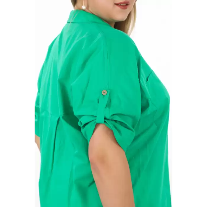 %100 Cotton Yazlık Organik Büyük Beden Kadın Gömlek
