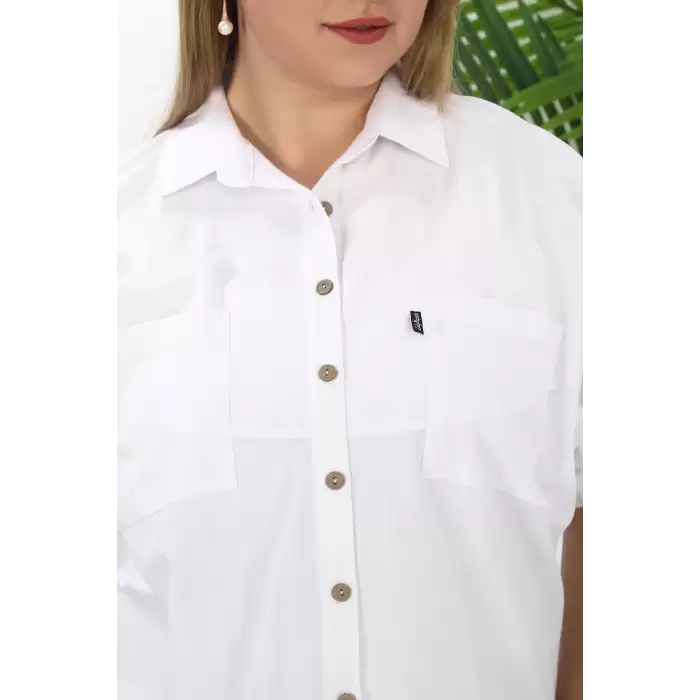 %100 Cotton Yazlık Organik Büyük Beden Kadın Gömlek