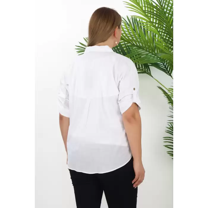 %100 Cotton Yazlık Organik Büyük Beden Kadın Gömlek