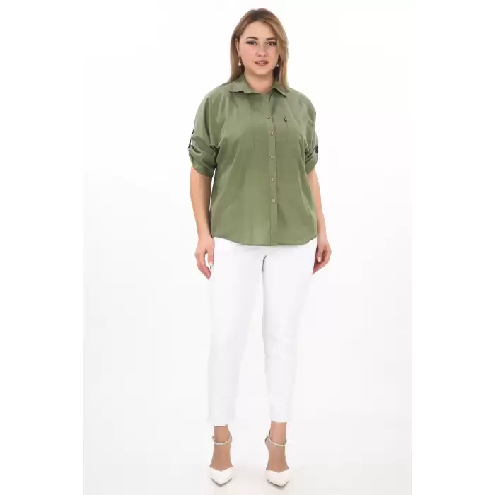 %100 Cotton Yazlık Organik Büyük Beden Kadın Gömlek