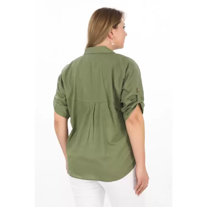 %100 Cotton Yazlık Organik Büyük Beden Kadın Gömlek