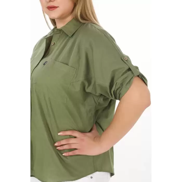 %100 Cotton Yazlık Organik Büyük Beden Kadın Gömlek