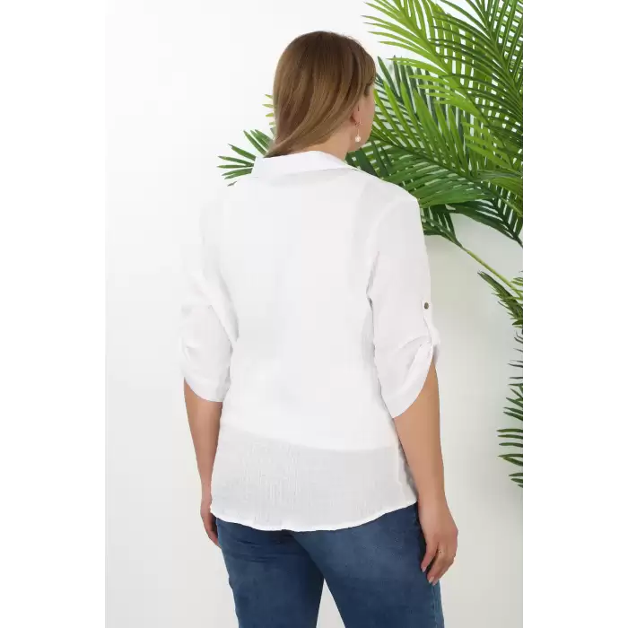 %100 Cotton Büyük Beden Kadın Müslin Kumaş Gömlek