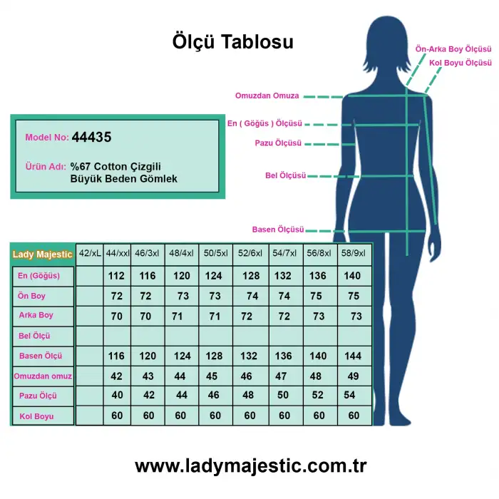 Yakası Taşlı Büyük Beden Kadın Çizgili Uzun Kollu Gömlek - Rahat Kesim Şık Tasarım