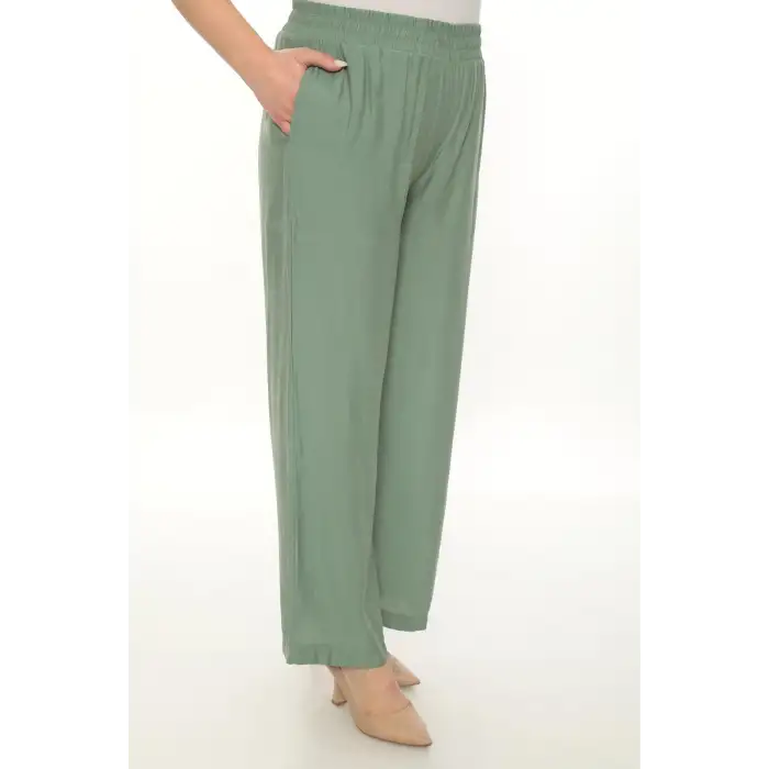 Kadın Beli Lastikli Rahat Kesim Pantolon – Günlük Şık ve Konforlu