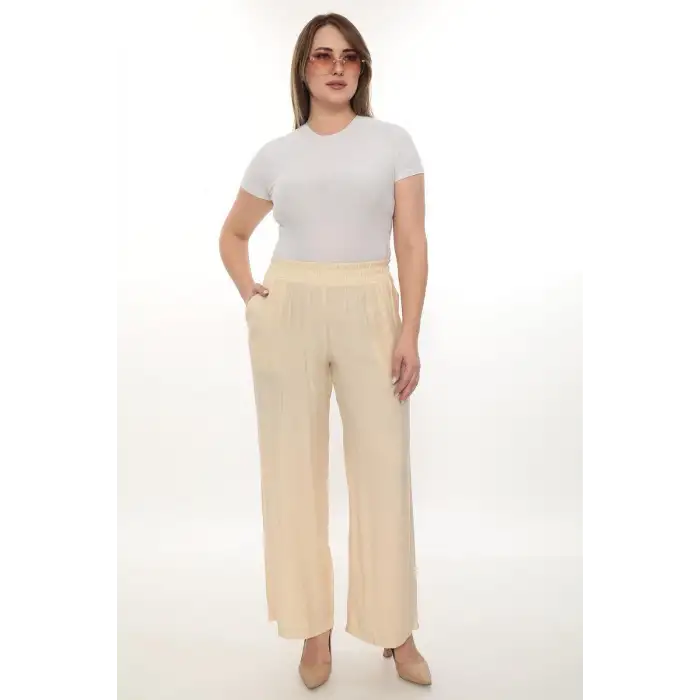 Kadın Beli Lastikli Rahat Kesim Pantolon – Günlük Şık ve Konforlu