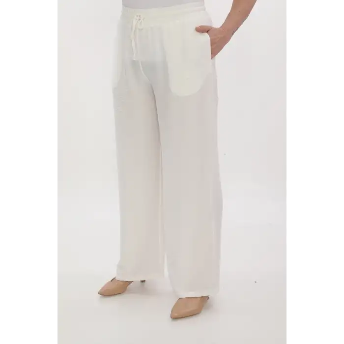 Kadın Beli Lastikli Rahat Kesim Pantolon – Günlük Şık ve Konforlu