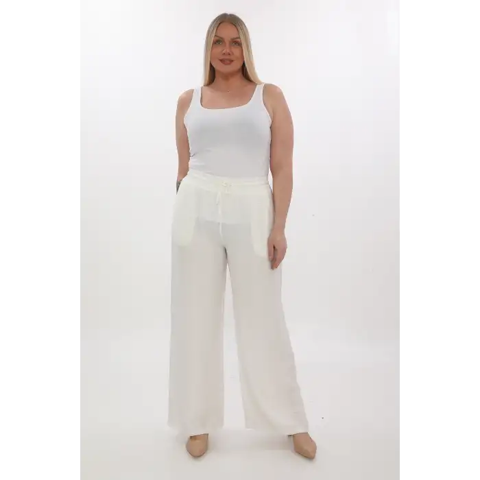 Kadın Beli Lastikli Rahat Kesim Pantolon – Günlük Şık ve Konforlu