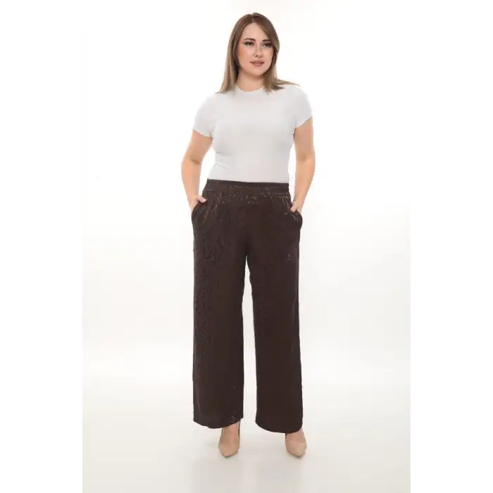 Kadın Jakarlı Beli Lastikli Rahat Kesim Pantolon – Günlük Şık ve Konforlu
