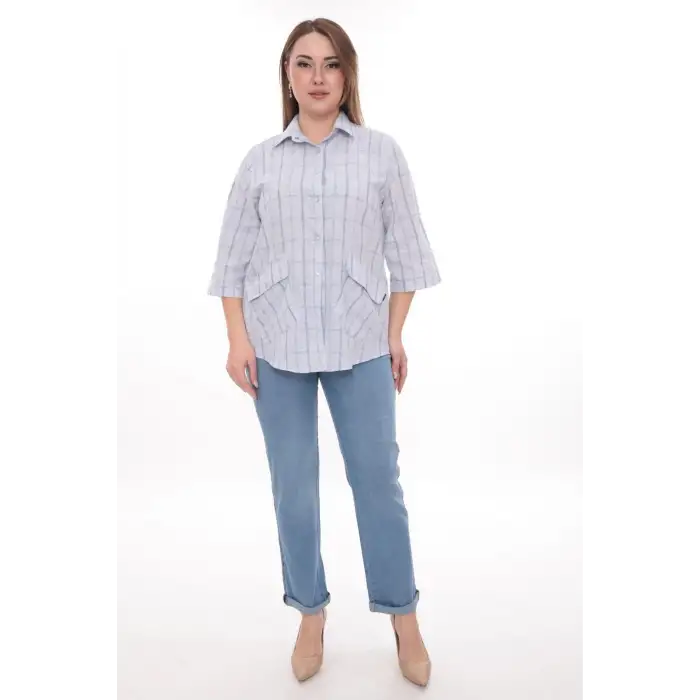 Rahat Kalıp Büyük Beden Cotton Cepli Gömlek