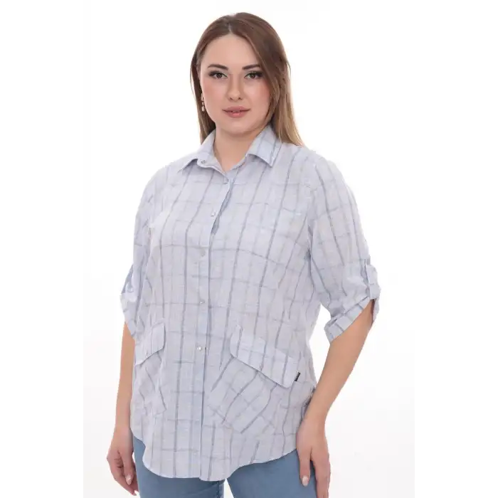 Rahat Kalıp Büyük Beden Cotton Cepli Gömlek
