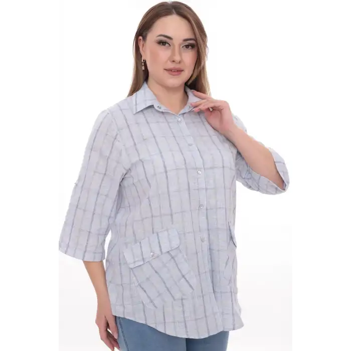 Rahat Kalıp Büyük Beden Cotton Cepli Gömlek