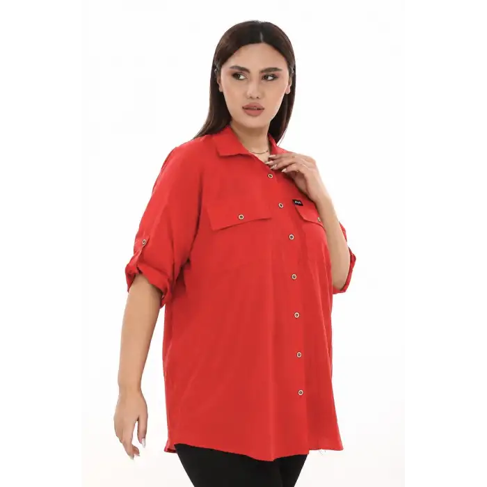 %100 Cotton Büyük Beden Natural Gömlek