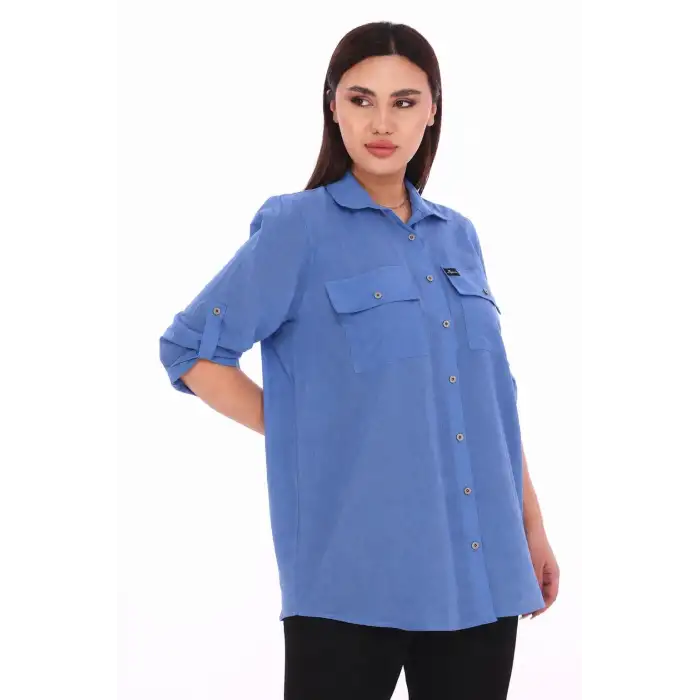 %100 Cotton Büyük Beden Natural Gömlek