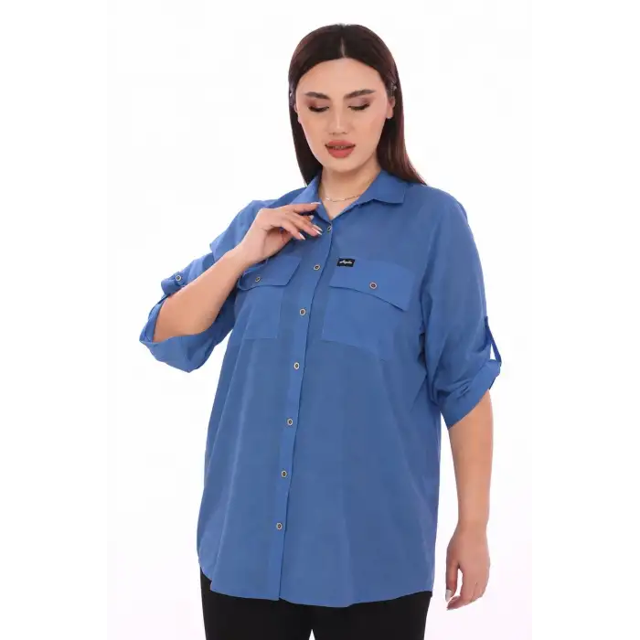 %100 Cotton Büyük Beden Natural Gömlek
