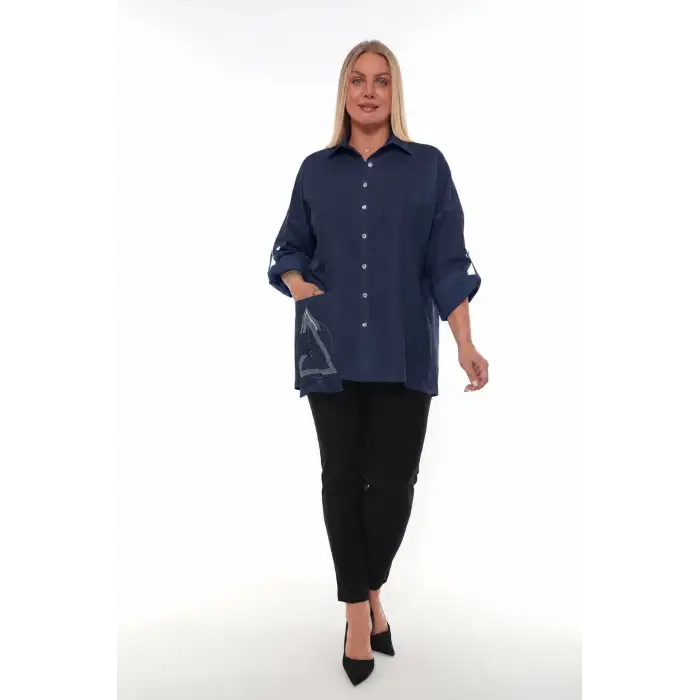 1. Kalite Cotton Büyük Beden Kadın Gömlek