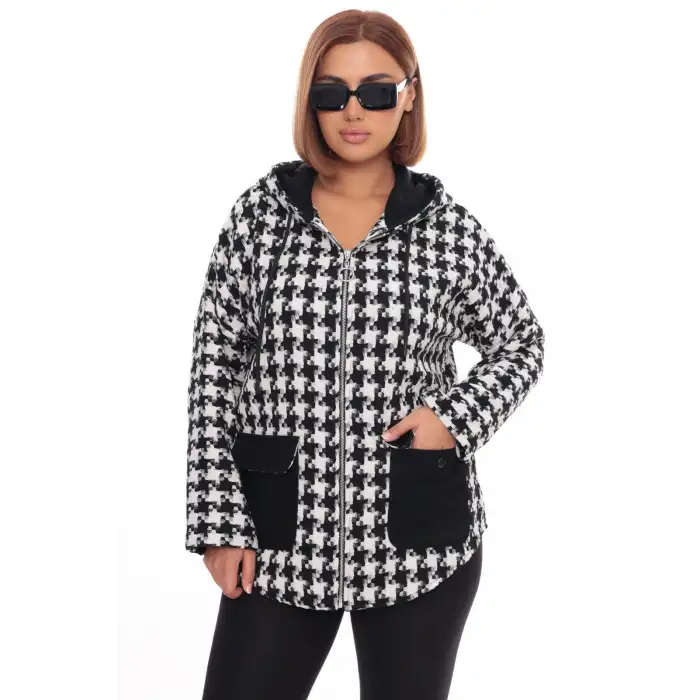 Büyük Beden Kapüşonlu Fermuarlı Sweatshirt Hırka | 44-58 Beden