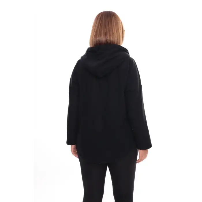 Büyük Beden Kapüşonlu Fermuarlı Sweatshirt Hırka | 44-58 Beden