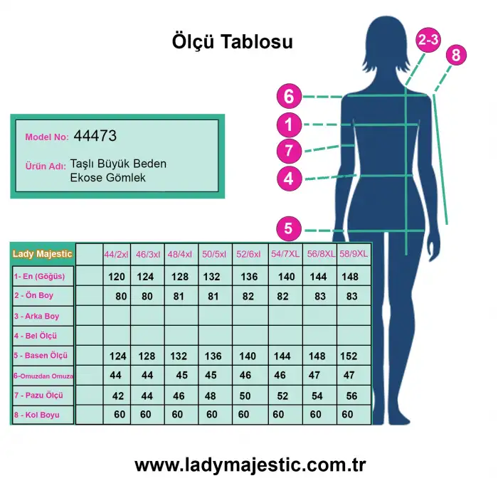 Taşlı Büyük Beden Ekose Gömlek | 44-58 Beden