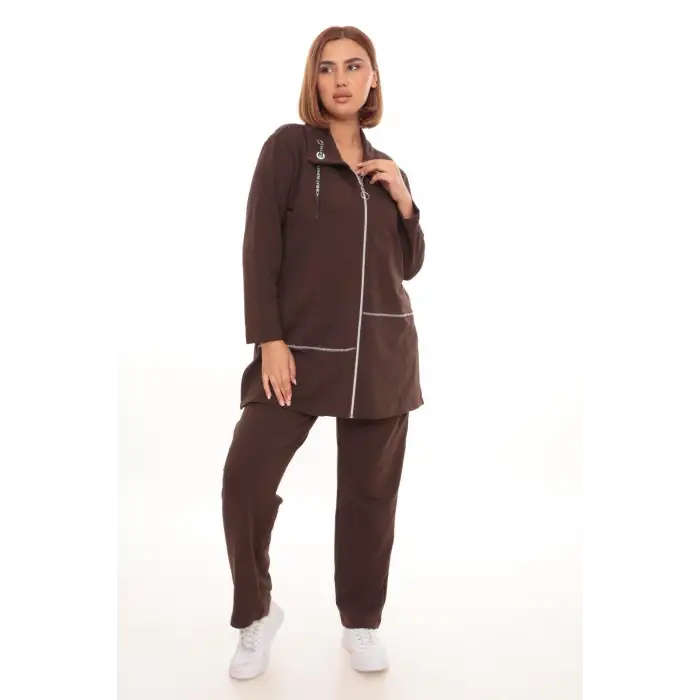 Büyük Beden Hırka Sweatshirt & Pantolon İkili Takım Kadın