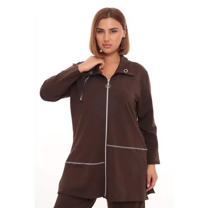 Büyük Beden Hırka Sweatshirt & Pantolon İkili Takım Kadın