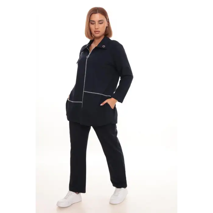 Büyük Beden Hırka Sweatshirt & Pantolon İkili Takım Kadın