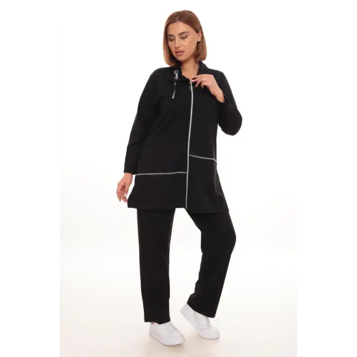 Büyük Beden Hırka Sweatshirt & Pantolon İkili Takım Kadın