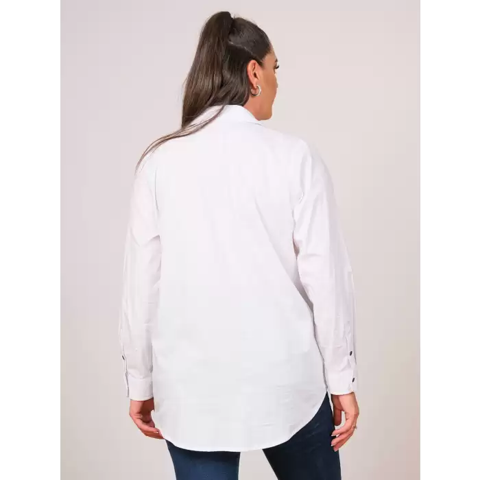 Cotton Büyük Beden Kadın Gömlek - 44131