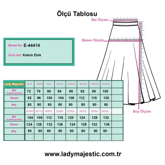 Payetli Uzun Kalem Etek 80 cm