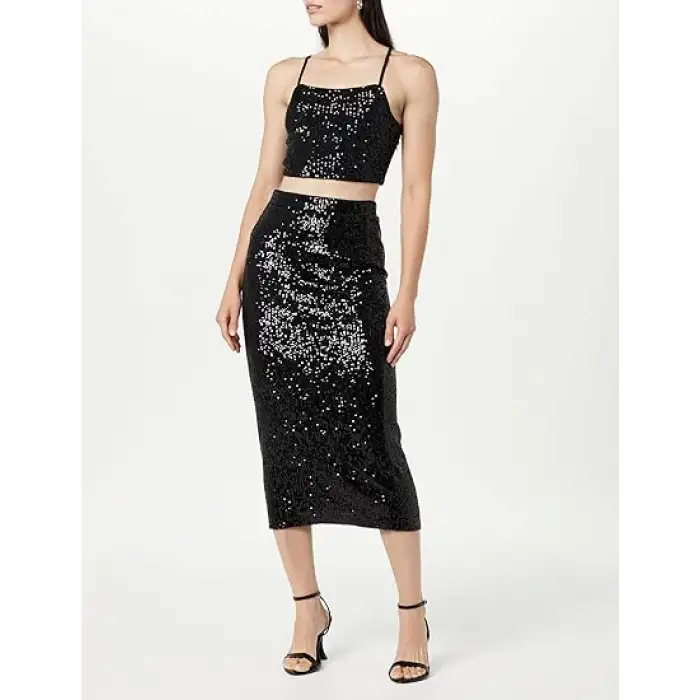 Payetli Uzun Kalem Etek 80 cm