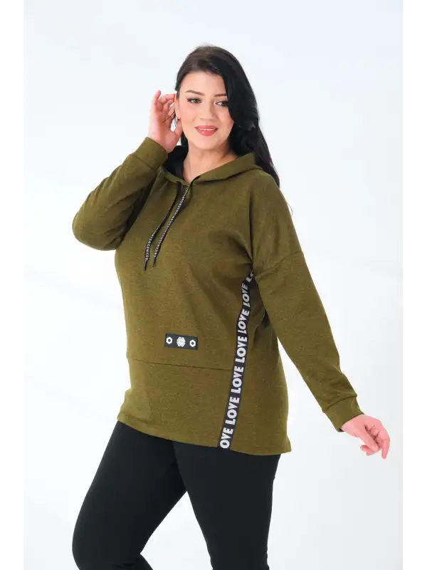 Kapüşonlu Büyük Beden Sweatshirt