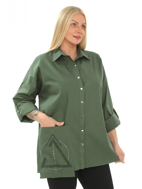 1. Kalite Cotton Büyük Beden Kadın Gömlek