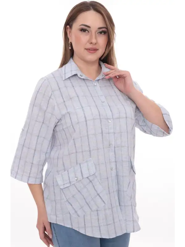 Rahat Kalıp Büyük Beden Cotton Cepli Gömlek