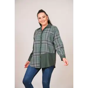 Büyük Beden Ekose Kadın Gömlek