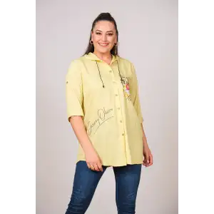 BÜYÜK BEDEN KAPÜŞONLU KADIN GÖMLEK