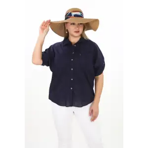 %100 Cotton Yazlık Organik Büyük Beden Kadın Gömlek