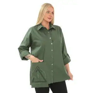 1. Kalite Cotton Büyük Beden Kadın Gömlek