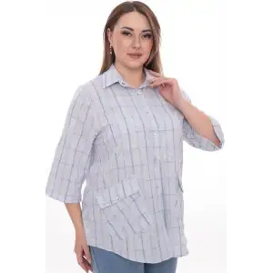 Rahat Kalıp Büyük Beden Cotton Cepli Gömlek