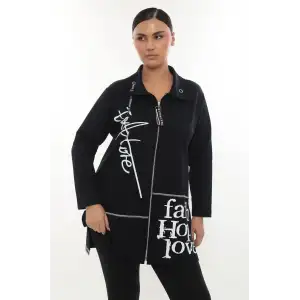 Pamuklu Fermuarlı Büyük Beden Kadın Hırka – Günlük Spor Şık