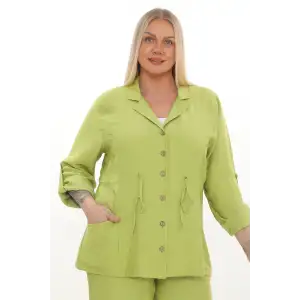 Büyük Beden Viscose Cepli Ceket