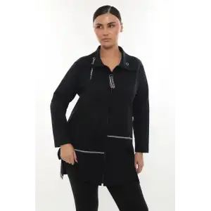 Pamuklu Fermuarlı Büyük Beden Kadın Hırka – Günlük Spor Şık