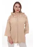 Büyük Beden %100 Cotton Kapüşonlu Hırka – Rahat ve Şık Tasarım - 44462