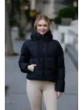 Kapüşonlu Fermuarlı Şişme Mont